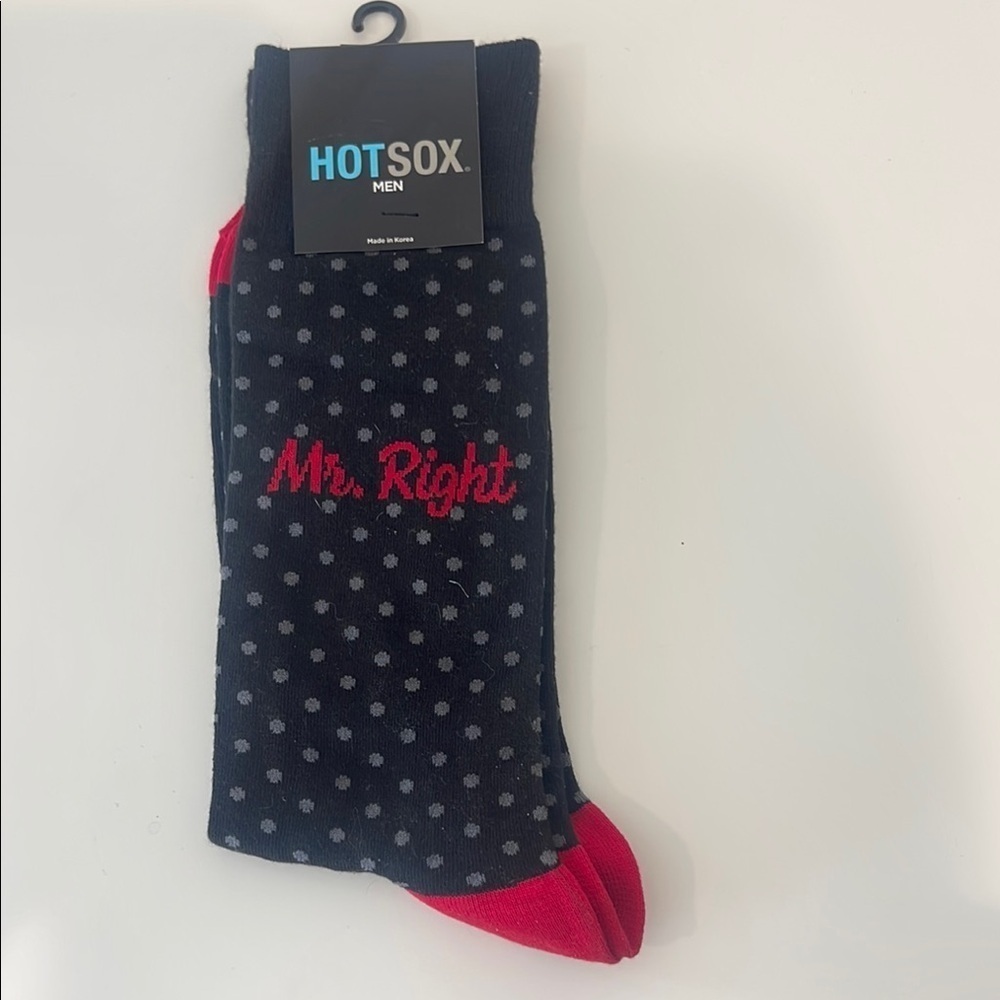 NWT Hot Sox Men's Polka Dot Socks - Black and Red Mr. Right
